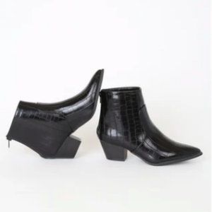 Faux Crocodile Ankle Booties